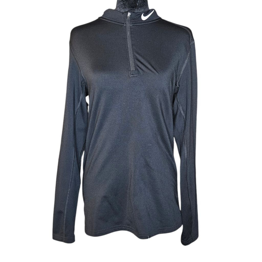 Nike Dri-FIT Small Black 1/4 Zip Fitted Long Sleeve Athletic Sweatshirt - Picture 2 of 10